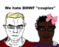 black black_skin closed_mouth female friendship glasses mudshark racemixing subvariant:chudjak_front subvariant:muscular_chud variant:chudjak wholesome yellow_hair // 1000x800 // 61.0KB