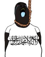 afghanistan arab arabic_text big_lips big_nose blue_tongue crying fat flag:taliban hanging nigger red_sclera rope shitskin total_arab_death variant:hydejak yellow_teeth // 961x1227 // 180.7KB