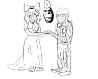 2soyjaks biting_lip closed_mouth clothes distorted dress ear full_body glasses hat looking_down marriage mymy ominous ongezellig priest red_eyes shadow smile smirk smug soyjak subvariant:hornyson suit tuxedo variant:cobson variant:soyak wedding // 650x520 // 29.4KB