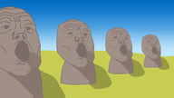 blue_background grass moai no_glasses open_mouth shadow sky statue stone variant:tony_soprano_soyjak // 1920x1080 // 450.4KB