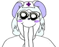 blond clothed deformed ear female glasses huge_eyes long_teeth medical mouse nurse nurse_hat nurse_uniform red_cross subvariant:gapejak_female terrible_mouse variant:gapejak white_fur yellow_sclera // 1261x1014 // 287.5KB
