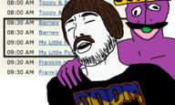 barneyfag brown_hair closed_eyes closed_mouth doom hair lee_goldson mustache senor_huevos stubble variant:unknown // 704x422 // 78.8KB