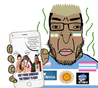 argentina bralatinxgger brown_skin closed_mouth devox dyed_hair ear fat flag:argentina flag:cunnystan flag:femboy_pride_flag flag:minor_attracted_person flag:transgender_pride_flag glasses hair holding_object holding_phone jewish_nose konata_izumi lips looking_at_you merge mutt neutral otaku pedophile retard soyjak stink_lines stinky stubble subvariant:chudplier template transparent_background variant:chudjak variant:markiplier_soyjak variant:meximutt weeb // 1000x902 // 363.1KB