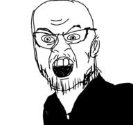 angry clothes ear glasses mustache oekaki soyjak stubble variant:feraljak // 447x421 // 51.1KB