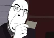 american_psycho card closed_mouth drawn_background glasses hand holding_object patrick_bateman raised_eyebrow soyjak stubble variant:cobson // 848x599 // 56.7KB