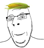 clothes corn cornson food foodjak glasses grin hat pun smile soyjak stubble subvariant:nucob variant:cobson // 597x655 // 103.8KB