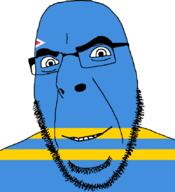 aruba flag flag:aruba full_head glasses hair looking_at_you netherlands open_mouth smile soyjak star_(symbol) stubble teeth variant:cobson // 775x849 // 24.2KB