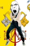 animated country dance flag flag:vatican_city full_body gangnam_style glasses irl open_mouth push_pin soyjak sticky stubble variant:cobson vatican // 300x460 // 839.8KB