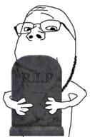 arm closed_mouth glasses gravestone hand holding_object smile soyjak stubble subvariant:wholesome_soyjak variant:gapejak // 487x741 // 258.4KB