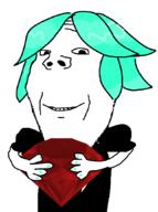 anime arm blue_hair clothes female gem grin hand holding_gem holding_object houseki_no_kuni painted_nails phosphophyllite ruby smile soyjak subvariant:wholesome_soyjak variant:gapejak // 787x1059 // 78.6KB