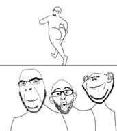 4soyjaks animanstudios ass closed_mouth ear glasses open_mouth smile soyjak stubble variant:cobson variant:impish_soyak_ears variant:nojak variant:unknown walking // 595x669 // 43.2KB