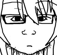 anime beard closed_mouth glasses hair illya illyasviel_von_einzbern looking_at_you neutral variant:markiplier_soyjak // 659x637 // 133.6KB