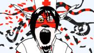 animal beard clothes fox furry glasses goatee hair hat lapfox_trax nurse open_mouth renard_queenston soyjak variant:markiplier_soyjak yellow_sclera // 1920x1080 // 139.2KB