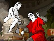 3soyjaks acorn animal arm art artist back bird chud classical_art_parody cloak closed_mouth clothes dome drawn_background eyebrows eyes female fire full_body glasses gold greek_mythology hair hammer hand holding_hammer holding_object latin_text leg mouse painting pygmalion rat robe rose smoke statue stool subvariant:feralsquirrel subvariant:trad_wife trend:squirreljakking variant:feraljak variant:impish_soyak_ears variant:wojak vase whisker // 1280x963 // 298.9KB