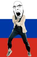 angry animated country dance flag flag:russia full_body gangnam_style glasses irl open_mouth russia soyjak stubble variant:cobson // 300x460 // 505.3KB
