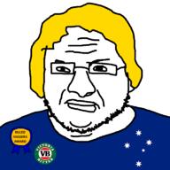 alcoholic award blue_shirt faggot fat glasses ias killed_niggers_award martin_bryant mass_shooter mugshot neckbeard southern_cross stubble variant:chudjak vb yellow_hair // 960x960 // 37.0KB