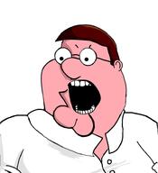 brown_hair clothes ear family_guy glasses hair open_mouth peter_griffin pink_skin soy_parody soyjak variant:cobson // 856x937 // 70.5KB