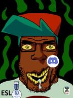 brown_skin clothes dark discord discord_logo_facial_mark esl facial_mark fnf_pedo friday_night_funkin' glasses hair hat map_(pedophile) meta:ai_generated meta:tagme ominous open_mouth pedophile smile stink_lines stinky stubble text variant:markiplier_soyjak yellow_eyes // 766x1024 // 141.6KB