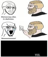 bloodshot_eyes closed_mouth crying darkness glasses large_eyebrows light neutral nordic_chad open_mouth soyjak stretched_mouth stubble variant:soyak video_game // 500x600 // 42.5KB