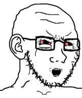 bloodshot_eyes ear glasses open_mouth soyjak stubble swede_(artist) upset variant:soyak // 632x756 // 26.4KB