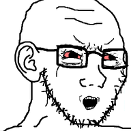 bloodshot_eyes ear glasses open_mouth soyjak stubble swede_(artist) upset variant:soyak // 632x756 // 26.4KB