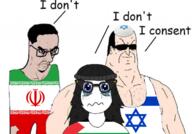 angry buff closed_mouth clothes crying female flag:iran flag:israel flag:palestine gaza hat iran islam israel judaism kippah palestine sad smile star_of_david subvariant:chudjak_seething variant:chudjak variant:soytan // 680x475 // 253.0KB