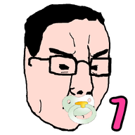 baby babyjak counter glasses hair pacifier pink_skin series:dollbooru_counters transparent_background variant:chudjak