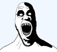 a24 biting_lip creepy distorted evil glasses looking_at_you meta:tagme monster ominous open_mouth scary shadow smile soyjak stubble variant:gigajak variant:monster variant:unknown // 800x720 // 21.5KB