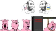 4soyjaks animal animal_abuse bloodshot_eyes country crying dead ear flag glasses hanging happy_merchant judaism mustache oink open_mouth pig pink_skin rope smile snout soyjak star_of_david stubble subvariant:massjak subvariant:wholesome_soyjak tongue ukraine united_states variant:a24_slowburn_soyjak variant:gapejak variant:imhotep yellow_teeth // 1804x1000 // 442.6KB