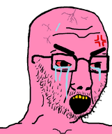angry crying glasses leaking open_mouth series:pink_rage soyboy soyjak stubble subvariant:chudjak_soy variant:chudjak // 645x770 // 10.8KB