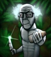 arm art drawing drawn_background forest glasses hand holding_bottle knife smile soy soyjak soylent stubble variant:nerdjak // 772x861 // 731.9KB