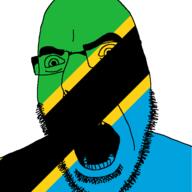 angry country flag glasses open_mouth soyjak stubble tanzania variant:cobson // 721x720 // 26.7KB
