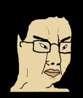 angry asian closed_mouth glasses hair small_eyes soyjak variant:chudjak yellow_skin // 493x576 // 27.6KB