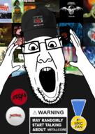 album_cover arm avenged_sevenfold award badge baseball_cap cap clothes glasses hand hands_up hat hatebreed metal metalcore music open_mouth punk soyjak stubble text variant:ppp // 1000x1410 // 609.6KB