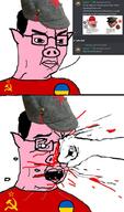azog broken_glasses clothes communism discord ear fist glasses hair hat hohol nafo nato open_mouth pig punch soviet_union teeth text tranny ukraine variant:chudjak // 603x1024 // 518.1KB