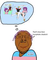 2soyjaks ballbusting brown_skin brown_troonjak cartoon closed_eyes closed_mouth clothes cock_and_ball_torture coco_(ongezellig) confused femdom flag genital_torture glasses hair kicking_balls lifesucksthenyoudie naked nate ongezellig open_mouth or_are_you_a_stupid_whore pain penis purple_hair redraw skirt smile smirk smug soybooru soyjak soyjak_party stubble text thinking total_tranny_death tranny ttd variant:bernd variant:chudjak white_skin wink winking yellow_hair yellow_teeth // 800x1000 // 240.4KB