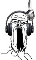 arm glasses hand headphones microphone mustache open_mouth soyjak stretched_mouth stubble variant:a24_slowburn_soyjak // 1492x2448 // 953.4KB