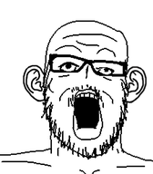 bald clothes ear edit eyebrows flat_nose glasses looking_up no_nose open_mouth series:nonosearjaks soyjak stubble teeth teeth_showing transparent_background variant:a24_slowburn_soyjak // 454x520 // 29.3KB