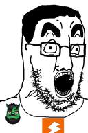 clothes dvach glasses hair open_mouth soyjak stubble variant:chudjak2 volnov // 645x970 // 211.5KB