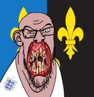 angry animal british distorted ear flag flag:monmouthshire fleur-de-lys flower glasses hair irl lion monmouthshire open_mouth plant rotten_teeth scotland soyjak stubble teeth united_kingdom variant:feraljak white_skin yellow_teeth you_were_one_i_ker // 1048x1081 // 331.5KB