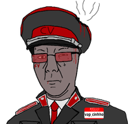 blood closed_mouth clothes comando_vermelho dap_chhuon(user) glasses grey_skin hat hello_my_name_is_(sticker) meta:namefags military_uniform series:nonexistant_namefags subvariant:chuzjak text variant:kuzjak // 1152x1080 // 77.2KB
