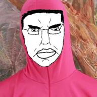 angry closed_mouth filthy_frank glasses hair pink_guy soyjak variant:chudjak // 500x500 // 342.2KB