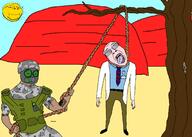 HECU balding bulletproof_vest desert flag:transgender_pride_flag flag:united_states gas_mask glasses grey_hair half-life hanging helmet military scientist soldier tattoo tree variant:bernd variant:chudjak variant:gapejak vest wrinkles // 2100x1500 // 136.0KB