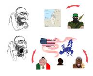 arrow bald black_skin brown_skin europe glasses hamas happy_merchant immigration islam israel mask mexico meximutt nigger open_mouth place_japan rpg sandnigger soy_parody soyjak subvariant:impish_amerimutt terrorist united_states variant:bernd variant:chudjak variant:soyak yellow_eyes // 1160x948 // 337.1KB