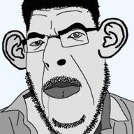 closed_mouth clothes drool ear glad_valakas glasses greyscale hair lips looking_at_you mustache retard soyjak stubble variant:cobson zhmyshenko_valery_albertovich // 721x720 // 32.1KB