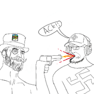 ack bald beard blood clothes dead glasses gun happy hat nas:gigachad series:gigurger_story shooting speech_bubble variant:unknown // 1024x1024 // 321.3KB