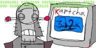 binary captcha closed_eyes computer frown inhuman its_over oekaki robot sad soyjak stubble text variant:unknown // 500x250 // 31.4KB
