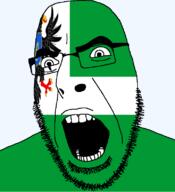 angry animal bird chernihiv_oblast country crown eagle flag flag:chernihiv_oblast glasses hair looking_to_the_left oblast open_mouth plant soyjak stubble teeth thick_eyebrows tongue ukraine variant:cobson // 721x789 // 56.6KB