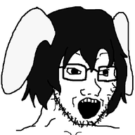 4chan animal_ears ear glasses hair hiroyuki open_mouth rabbit_ears soyjak stubble variant:soyak // 840x860 // 17.9KB