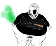 album_cover arm clothes cross_eyed fart fat glasses hairy hand leg meta:low_resolution music nsfw open_mouth penis pink_floyd prog_rock rainbow soyjak stinky stubble the_dark_side_of_the_moon tshirt variant:gapejak variant:tony_soprano_soyjak // 255x207 // 35.2KB